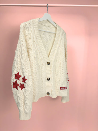 Cream Red Cardigan