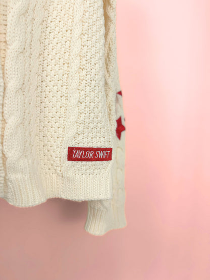 Cream Red Cardigan